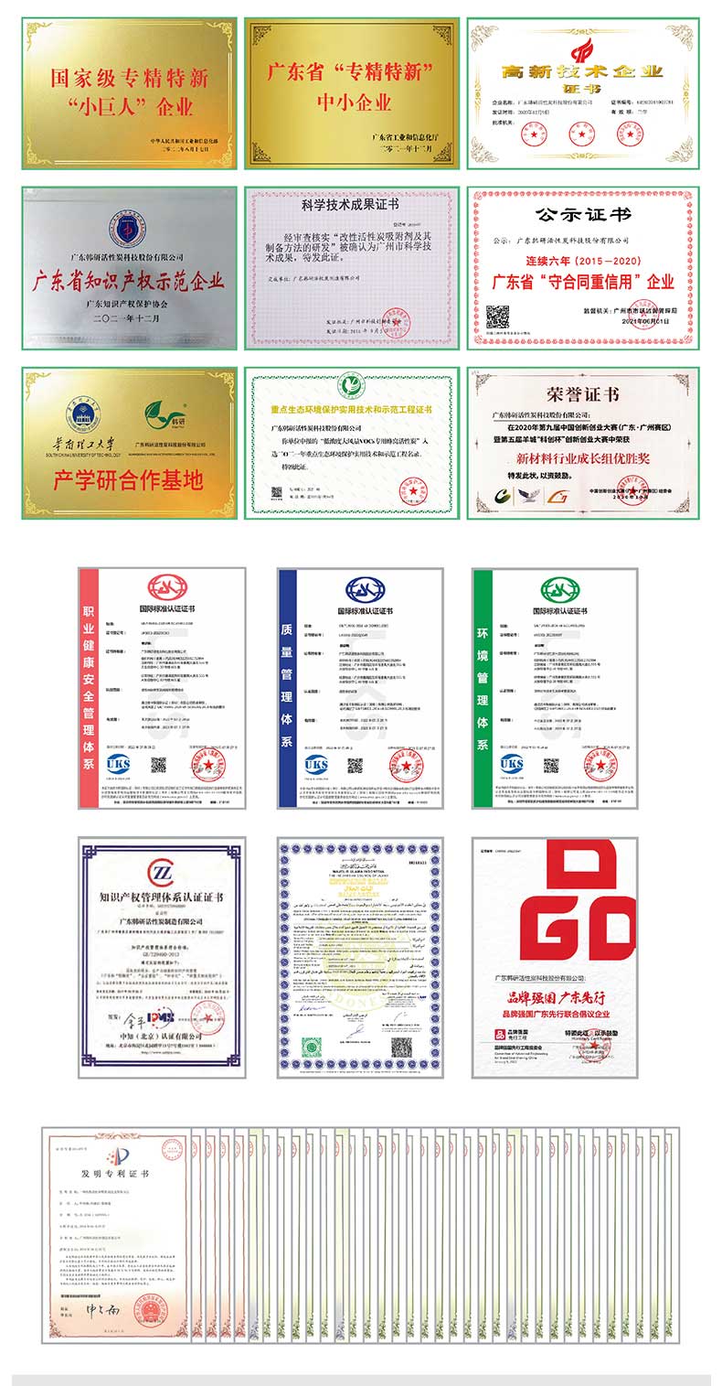活性炭榮譽證書